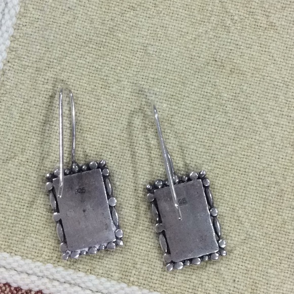 Square 925 Sterling Turquoise Earrings - Picture 3 of 4